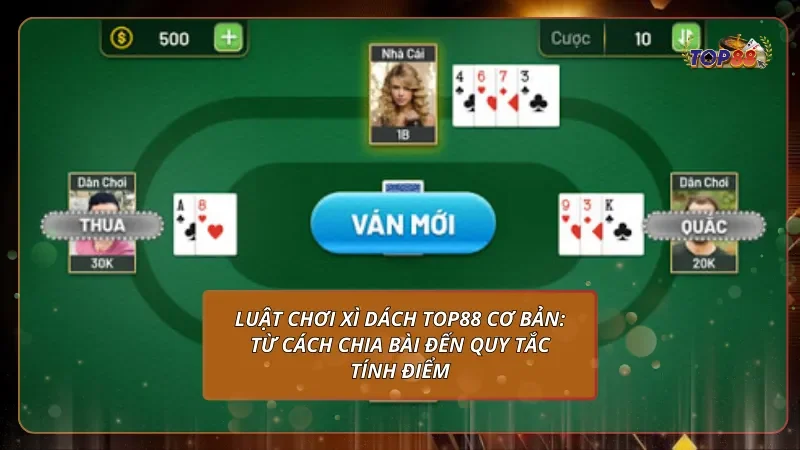 Luật chơi Xì Dách Top88 cơ bản: Từ cách chia bài đến quy tắc tính điểm